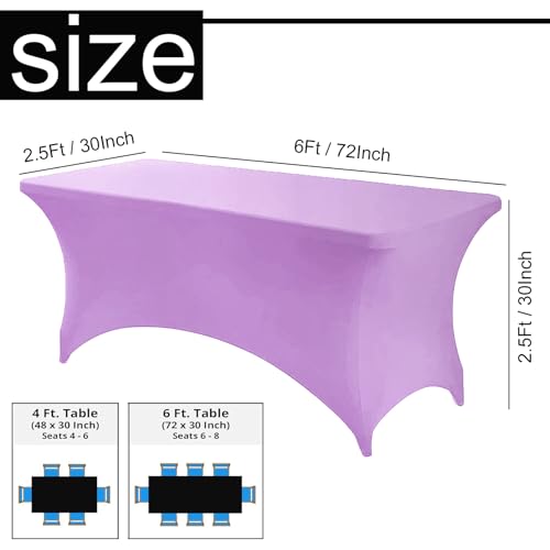 Mienocol Light Purple Spandex Tablecloths,6FT Stretchable Rectangle Table Cover Washable Tablecloth Universal Patio Elastic TableCover for Kitchen,Event - Image 2