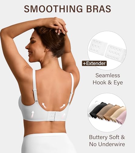 Image of DEANGELMON Seamless Bras for Women No Underwire Comfortable Push Up Bra V Neck Wireless Bralette Full Coverage Wire Free