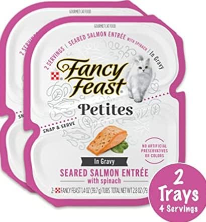Miniatura 5 de Fancy Feast Petites in Salsa - Alimento húmedo para gatos, paquete de 5 sabores, 10 bandejas individuales, 20 porcionescarne de res, pollo, pescado