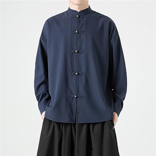 Mens Oriental Tai Chi Kung Fu Asian Chinese Top Jacket Coat Martial Art Cotton Shirts Chinese Traditional Long Sleeve Shirt4