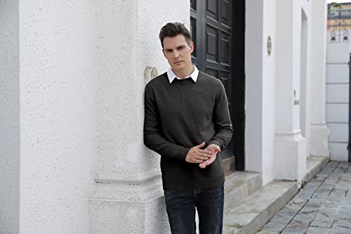 Hisir Pullover Herren Strickpullover Rundhals Pulli Männer, Bequem und Weich, Warmer Winter Pullover für Männer, Herren Basic Pullover mit Langen Ärmeln (Dunkelgrau, L)