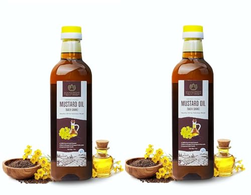 Image of Maharishi Ayurveda Organic Certified Mustard Oil | Cold-Pressed Kachi Ghani Sarson Oil | Supports Digestion, Circulation & Daily Cooking | 1 L Pack of 2