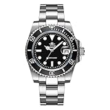 ADDIESDIVE Quartz Divers Watch for Men Diver 200 M Black Dial Luminous Stainless Steel Strap