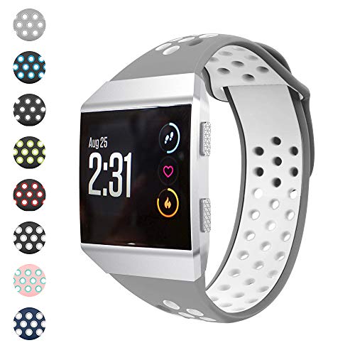 Watbro Bands Compatible with Fitbit Ionic, Two-Toned Perforated Soft Silicone Replacement Wristbands Accessory, Breathable Sport Straps for Ionic Smart Watch Large Small