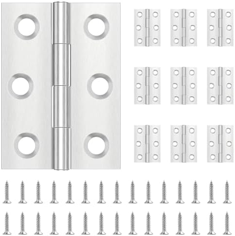 Leryati Scharniere Klappbar 44mm × 31mm,10 Stk Scharnier Edelstahl Klappbar | Scharnierband Klein Türscharnier für Türen Fenster, Klavierband Scharnier mit 60 Stück Schrauben