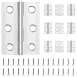 10 Stück Scharniere Klappbar 44mm × 31mm, Leryati Scharnier Edelstahl Klappbar Scharnierband Klein Türscharnier für Türen Fenster, Klavierband Scharnier mit 60 Stück Schrauben