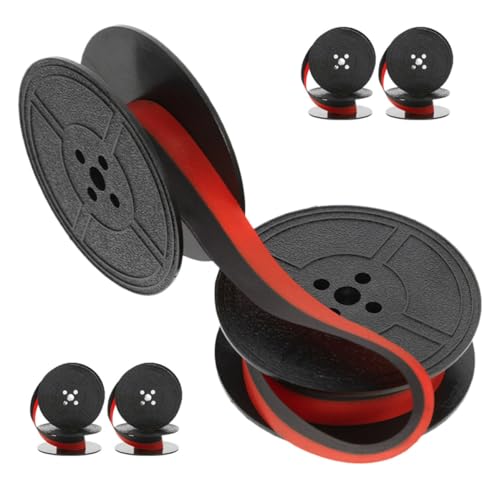 TOKIDNY Juego de 5 Cintas de Tinta Compatible con Modelos Clásicos Doble Carrete Cinta de Repuesto Impresión Clara y Resistente para Máquina de Escribir Vintage