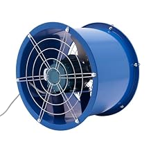 16" 370W Axial Fan Cylinder, 110V Explosion-Proof Exhaust Axial Fan, High Velocity Utility Blower with Triangular Mechanical Fixation, Portable Ventilator for Warehouse/Shopping Mall