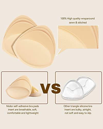 Niidor Self-Adhesive Bra Pads Insert Removable Triangle Push Up Sticky Bra Cups Inserts Breast Lifter For Women（Nude） #TOP3