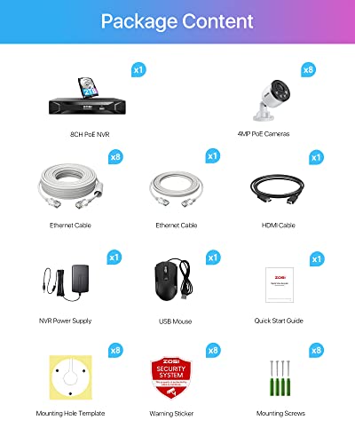 ZOSI 5MP 8CH PoE Home Security Camera System, 8X 4MP Metal Cameras, 2TB HDD - image 8