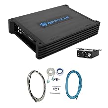 Rockville DBM12 Bundle 2000 Watt 2 Ohm Marine Mono Amplifier with Covers and Wired Bass Control, RMWK4 4 AWG Waterproof Marine Amp Installation Kit, 2-Items