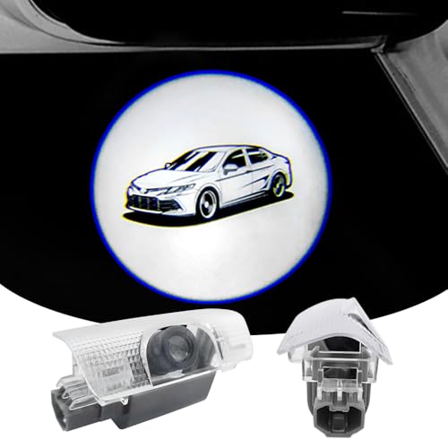 2 PCS LED Car Door Logo Lights Compatible for Camry XV70 Hybrid XLE June 2017 - April 2024 Courtesy Projector Laser Welcome Light Puddle Lamp Easy Installation Car Accessories (2020 White)