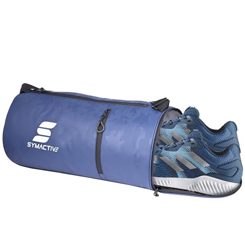 Amazon Brand – Symactive Gym bag Workout Fitness Tote Polyester Lightweight Men & Women Backpack for Sports Swimming Boxing Athletic Crossfit Exercise Yoga Fitness- Dark Blue