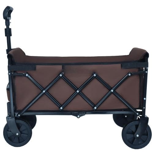 【LuckyNote】 Carrito utilitario plegable de doble capa con 100% espacio extra - Capacidad 225 lbs para camping, compras, deportes, jardinería, pesca, 29.5x17.9x38.6 pulgadas (Marrón) miniatura 5