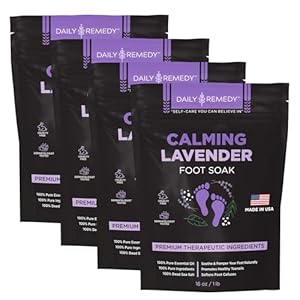 Daily Remedy’s Calming Lavender Foot Soak with Epsom Salt – Made in USA – for Athlete’s Foot, Tired Achy Feet, Pedicure, Foot Calluses and Smelly Foot Odor 64 oz