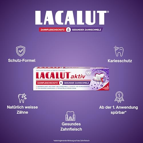 LACALUT aktiv Zahnfleischschutz & Gesunder Zahnschmelz 75ml - Medizinische Zahnpasta für starken Zahnschmelz, gesundes Zahnfleisch & natürlich weisse Zähne 3