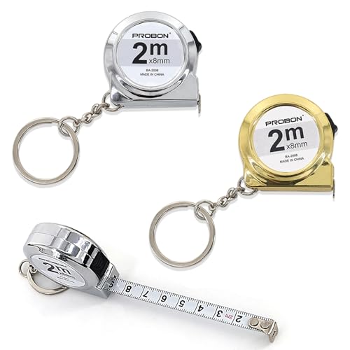 2 PCS Mini Tape Measure 2M Retractable Small Steel Measuring Tape with Keychain Portable for Home Office School and DIY Projects Clear Markings (Silver Gold)