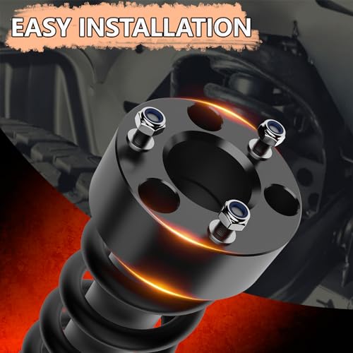 Image of 3 inch Ram 1500 Leveling Lift Kit, 3in Front Suspension Lift Kit Forged Strut Spacers for 2009-2026 Dodge Ram 1500 4WD, Dakota 2WD /4WD 2005-2007&2009-2011, CNC Machine Black Anodized