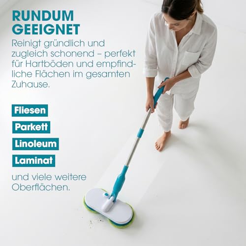 Hurricane Floating Mop elektrischer Bodenwischer – Akku Wischer zum mühelosen Wischen, Schrubben...