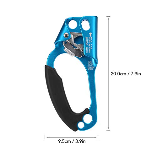 Andoer Grampo de corda de ascensão manual equipamento de rapel de escalada em rocha para corda de 8-