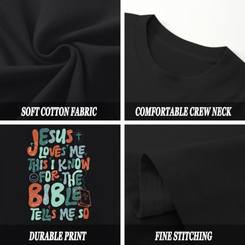 Image of Christian Shirts for Boys Kids Jesus Loves You Bible Verse God T Shirts Religious Faith Cute Graphic Tees Casual Tops