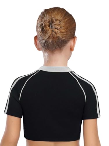 Kids Girls Short Sleeve Cropped T-Shirt Sports Shirts Letter Printed Yoga Dance Crop Top2