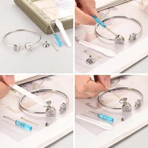 XIUDA Urn Bracelet for Human Ashes Butterfly Heart Ash Bracelet for Women Stainless Steel Openable Cuff Bangle Cremation Bracelet - Always in My Heart4