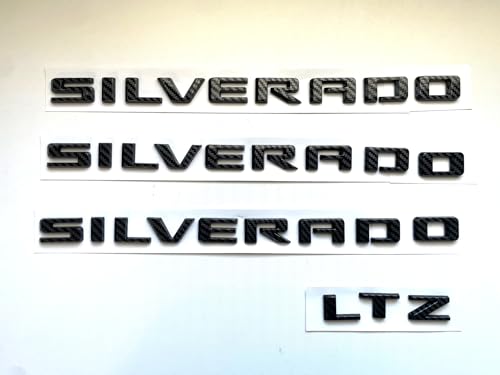 Image of 4pack for Silverado Plus LTZ /LT Emblems 2019-2025 3D Letters Badges Compatible with Silverado (Carbon Fiber)