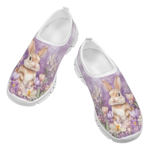 Girls Bunny Slip On Shoes Size 11 Floral Kids School Shoes Sneakers Comfort Little Girls Tennis Gym Shoes Cute Shoes for Girls 10-12