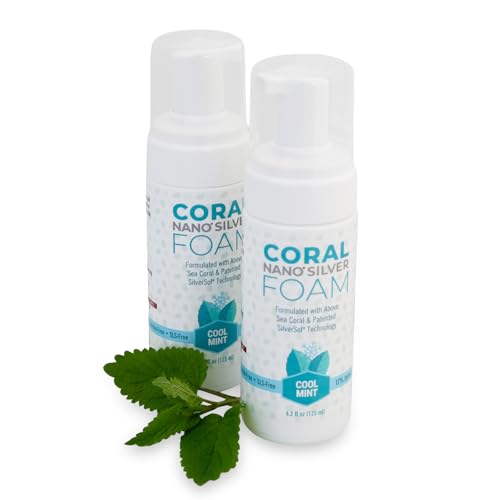 Coral Nano Silver Foaming Toothpaste – Fluoride Free Natural Remineralizing Tooth Foam – Whitening, SLS & Glycerin Free with Xylitol & Coral Calcium – Mint Flavor (4oz, 3-Month Supply)