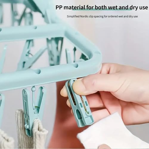 JJ Orchard 32-Pegs Drying - Collapsible Hanger with Wind-Resistant Design, For Socks, Underwears, Shoe Inserts, Infant Clothes, Gloves, washing line, sock hanger, sock dryer dollar and Hats (Blue) - Image 4