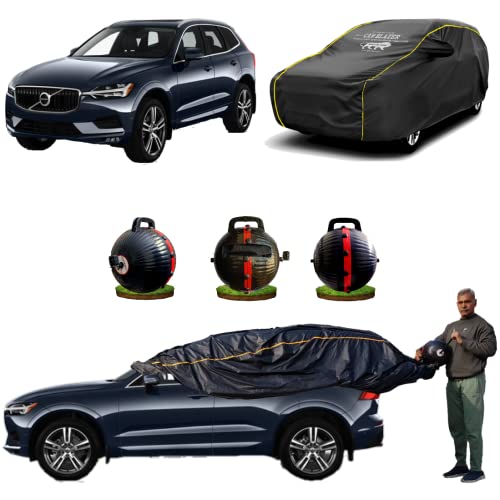 Image of CARBLAZER Portable & Semi-Automatic Full Body Car Covers: Heavy Duty Device| Anti-Theft| Dust & Scratch Proof | Water & Wind Resistant|Custom Fit| Dual-Side Cover, Compatible for Volvo XC 60