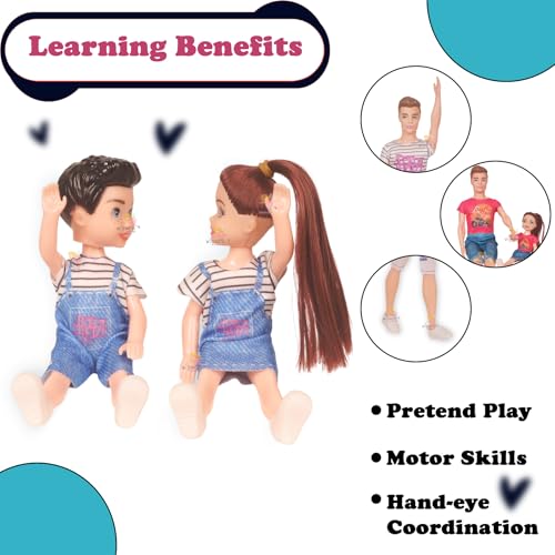 Image of WISHKEY Plastic Beautiful Travel Family Doll Set with Mom,Dad,Baby Boy & Girl, Ideal Pretend Play Doll Accessories Stylish Playset for Girls, Multicolor, 3+ Years (Pack of 1)