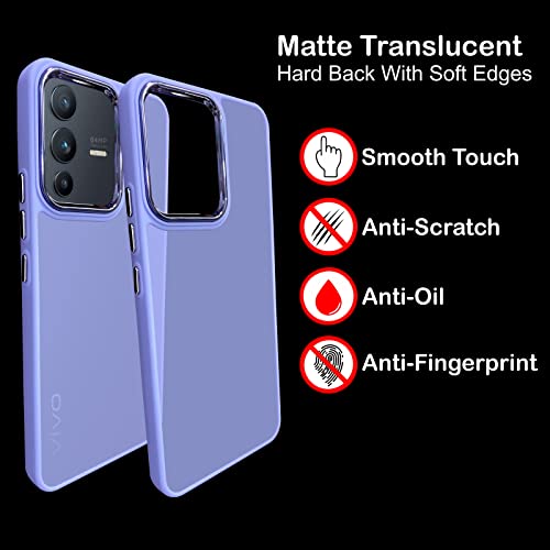 Image of A rtistque Frosted Translucent Back Cover Case for Vivo V23 5G | Electroplated Chrome Ring | Raised Camera Edges for Protection | Smooth Sides TPU - Purple