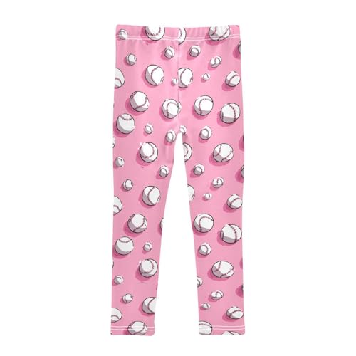 Girls Leggings Baseballs Pink Soft Toddler Leggings for Girls Kids Pants Size 4T-10T2