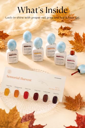 Image of AZUREBEAUTY HEMA-FREE 15ML Jelly Fall Gel Polish Set, 6 Colors Amber Brown