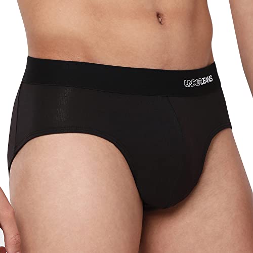 Image of Underjeans Men Black Cotton Blend Brief