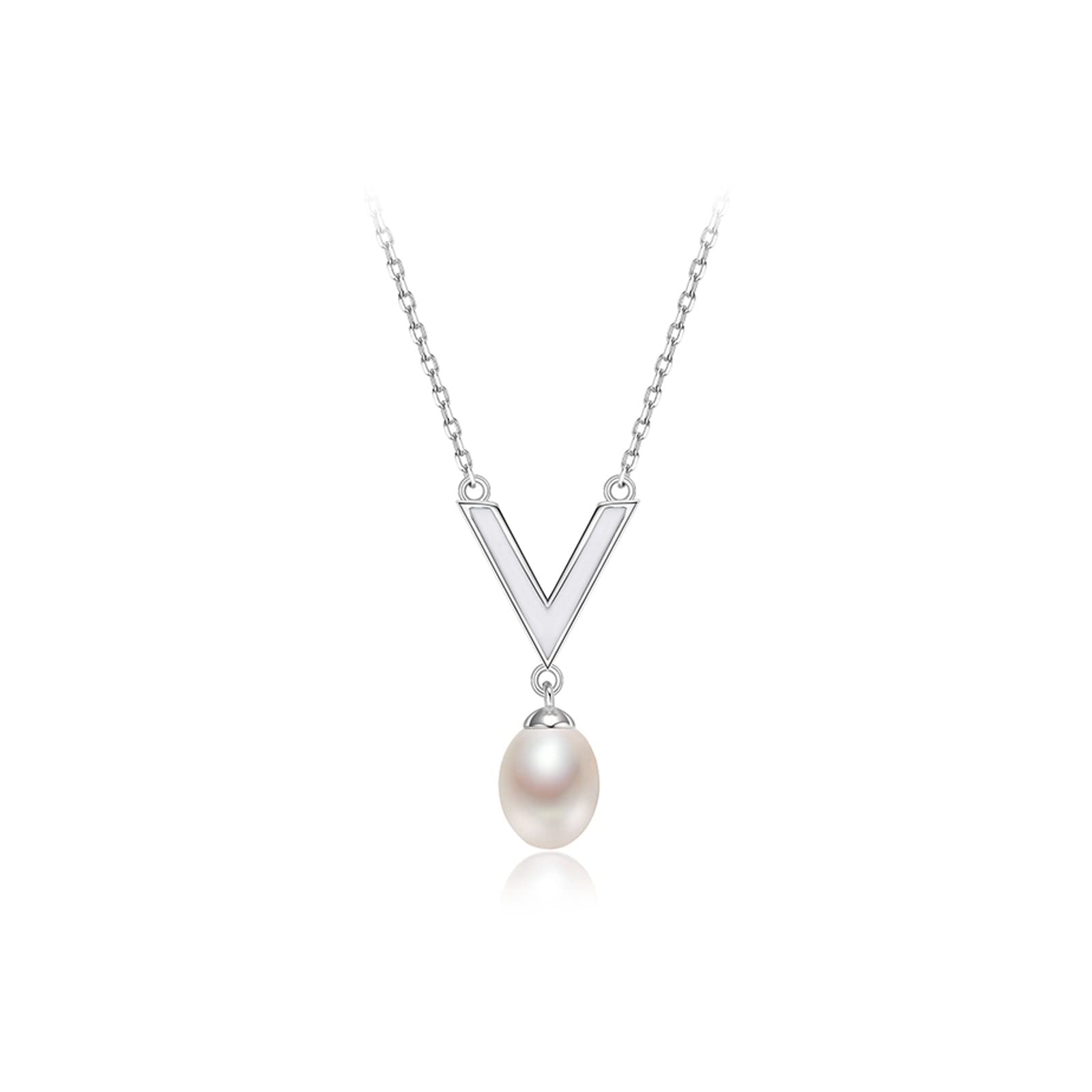 MOCHAMIK Accessori per Ragazze Gioielli/collane Collana s925 Catena con Ciondolo di Perle d'Acqua Dolce 6-7mm a Forma di Goccia Gioielli Femminili alla ciondoli da Donna Regalo di Compleanno