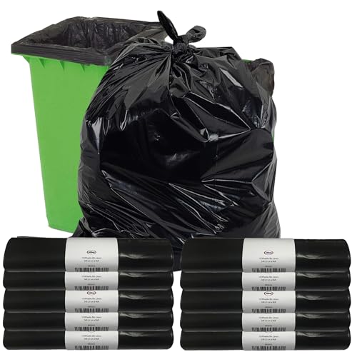 Abbey 100 Black Wheelie Bin Liners 240L Capacity – Refuse Sacks Heavy Duty Black Bin Bags for Outside and Garden Bin – Strong Garbage Bags for Rubbish On a Roll 30 Inch x 46 Inch Wide x 54 Inch Long