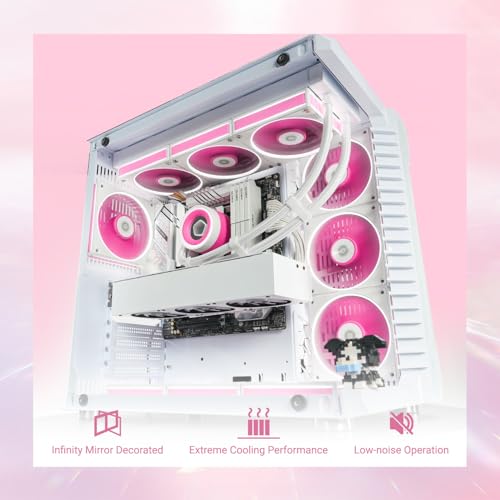 ID-COOLING FX360 INF Pink Edition 360mm Liquid CPU Cooler, AIO Cooler with ARGB Infinity Mirror Effect, 3x120mm Daisy-Chained Fans Low-Noise Operating 29.9dB(A) Max., Intel & AMD Compatible
