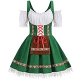 GRAJTCIN Oktoberfest Costumes Women Velvet German Bavarian Dirndl Dress Octoberfest Outfits for Halloween Carnival (S, Green)
