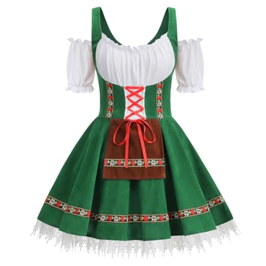 GRAJTCIN Oktoberfest Costumes Women Velvet German Bavarian Dirndl Dress Beer Maid Outfit for Halloween Carnival (XL, Green)