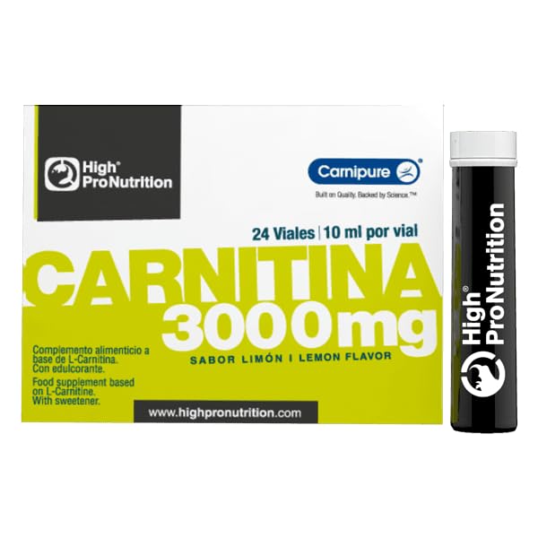 Highpro nutrition L Carnitina liquida 3000mg Carnipure®| 24 Viales monodosis|sabor limon|10ml