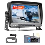 Hikity Caméra de Recul sans Fil Magnétique Solaire Kit de Moniteur, 7 Pouces Écran IPS avec Vision Nocturne IP69 Étanche, Installation Facile pour Fourgon, Camion, Camping Car