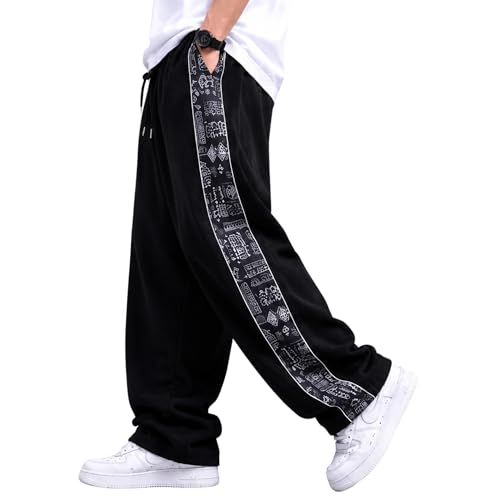 Image of Men Baggy Printed Track Pant | Loose Fit Casual Lower for Men | Everyday Wear