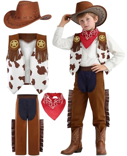 Disfraz completo de vaquero niño 3-4 años marrón miniatura 1