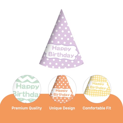 Image of Party Propz Happy Birthday Caps -12 Pcs, Birthday Cap for Decoration, Happy Birthday Caps for Kids, Multicolor Birthday Cap, Birthday Decoration Items for Boys & Girls (Cardstock)