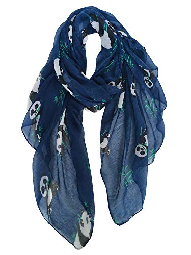DAMILY Châle Femme Panda Foulard Adorable Écharpe Femme (Bleu Foncé)