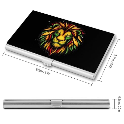 Rasta Jamaican Lion Face Business Card Case Pocket Card Holder Slim Card Wallet for Men Women2