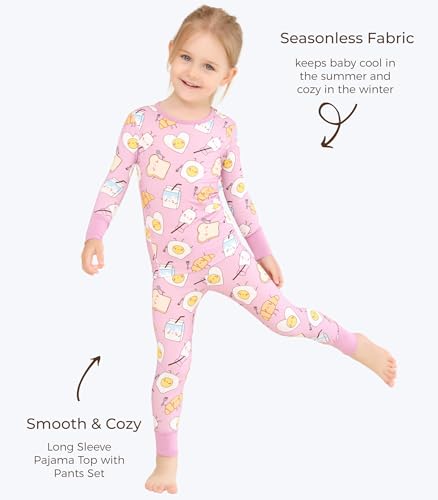 Image of Toddler Boys Girls Clothes Viscose from Bamboo Long Sleeve Top and Pants Clothing Set Soft 2Pcs Kid Outfit